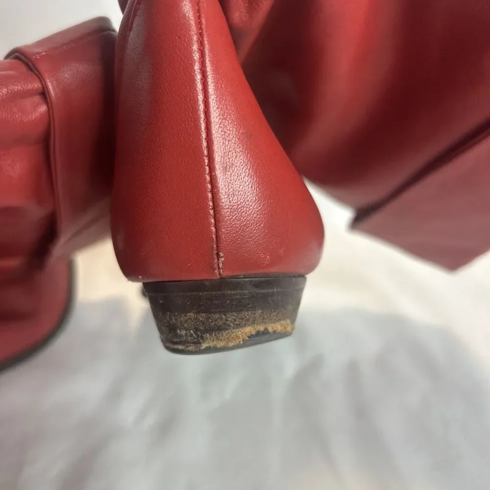VTG Mister Shoes Red Leather Mid Calf Riding Boot Womens Size 7 M